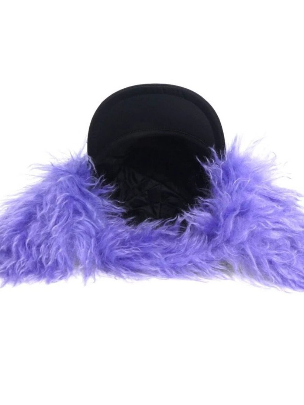 Auth PRADA Cap Black/Purple Nylon/Mohair/Silvertone - Picture 6 of 9